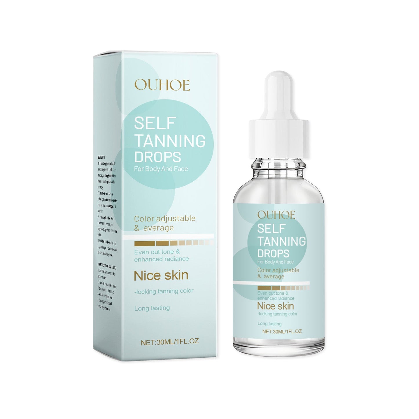 Tanning Drops, Gentle Moisturizing, Tanning And Even Skin Tone Moisturizing Wheat Skin Tone Care Solution - Korvel