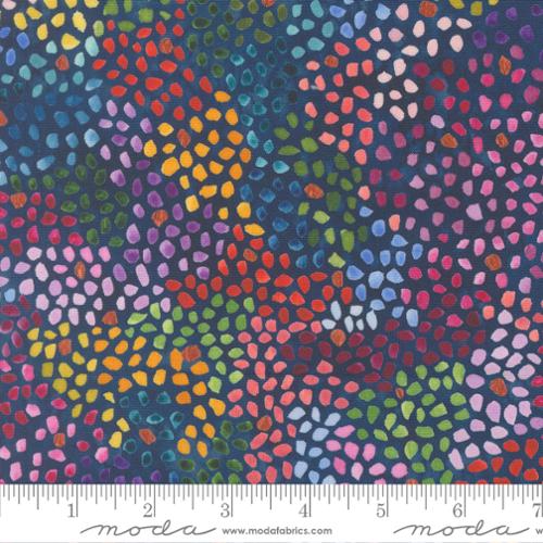 Tissu en mosaïque aquarelle navy Soulstice de Tiny Treasure Blenders
