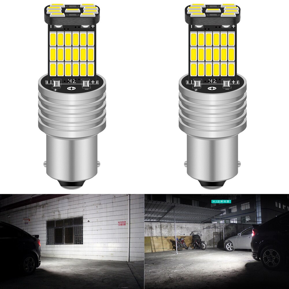 2pcs P21W 1156 BA15S LED Bulbs Car Lights Turn Signal Reverse Brake Light R5W 4014 LEDs 12V DC Automobiles Lamp DRL for Skoda - Korvel
