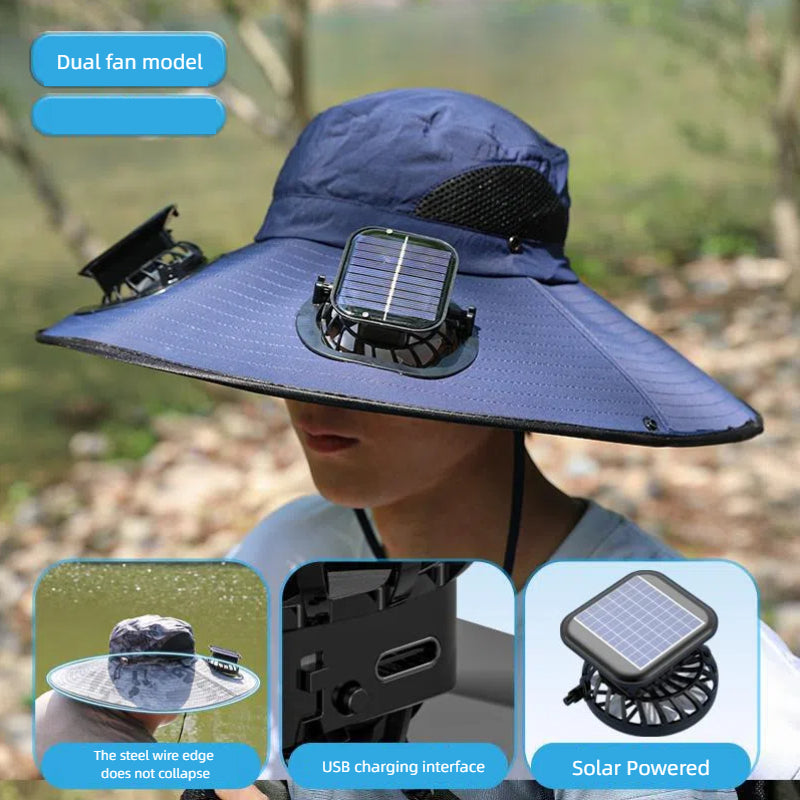 Sombrero de sol para hombres con ventilador incorporado para protección UV