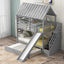 Lit superposé jumeau sur jumeau avec trundle et toboggan - Gris