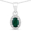 Colgante de Esmeralda Zambiana y Diamante Blanco de 0.81 Quilates en Oro Blanco de 14K