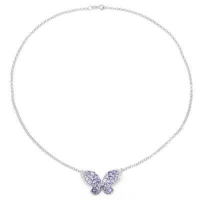 3.31 Carat Genuine Tanzanite & White Topaz Pendant in Sterling Silver
