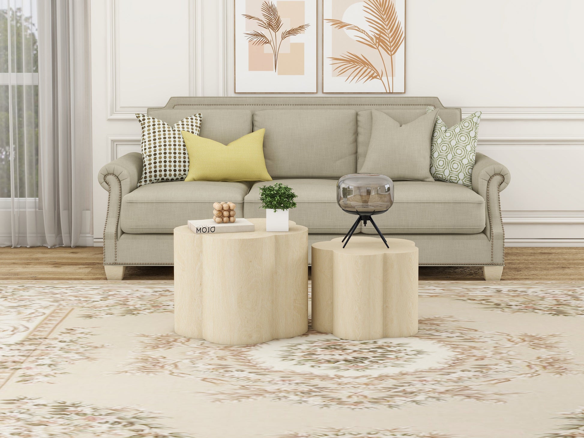 Coffee Table Set of 2, Cloud Coffee Table ,Nesting Coffee Table,End table, Sidetable for Living room ,Bedroom,Office ,Balcony - Korvel