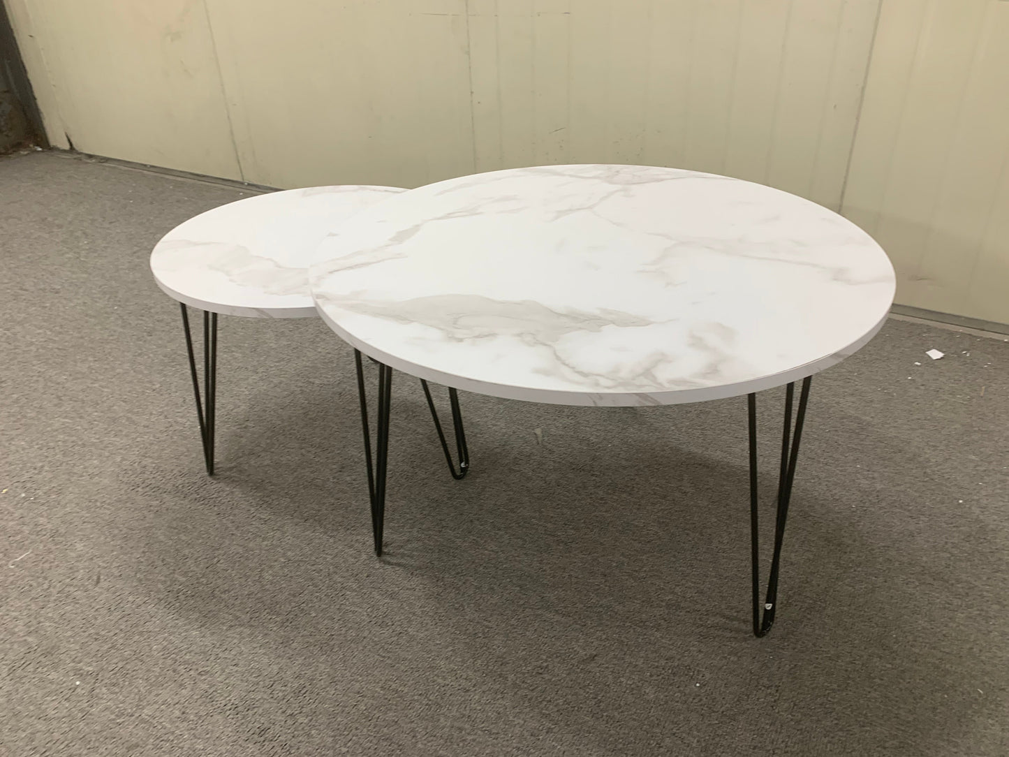 Ensemble de 2 tables basses rondes empilables de 27,56'' - Blanc