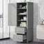 Tall Bathroom Storage Cabinet, Freestanding Storage Cabinet with Two Drawers and Adjustable Shelf, MDF Board , Grey - Korvel