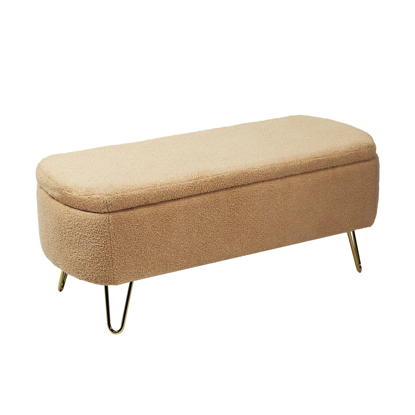 Banco Ottoman de Almacenamiento Camel con Patas Doradas