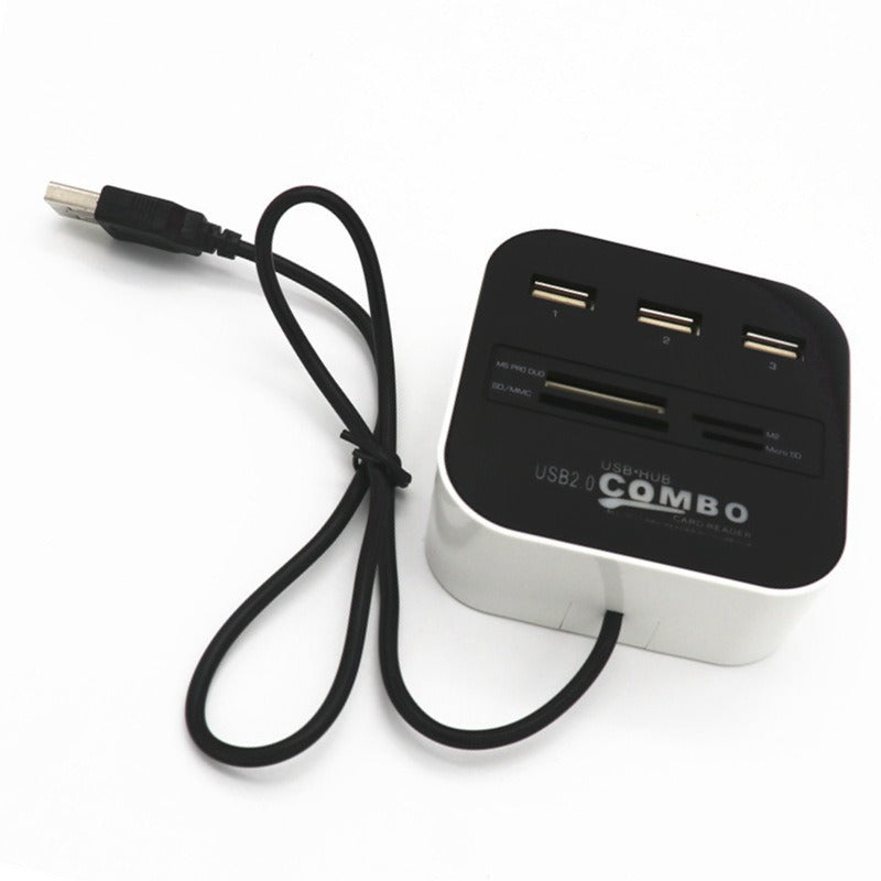 USB HUB Combo All In One USB 2.0 Micro SD High Speed Card Reader 3 Ports Adapter Connector For Tablet PC Computer Laptop - Korvel