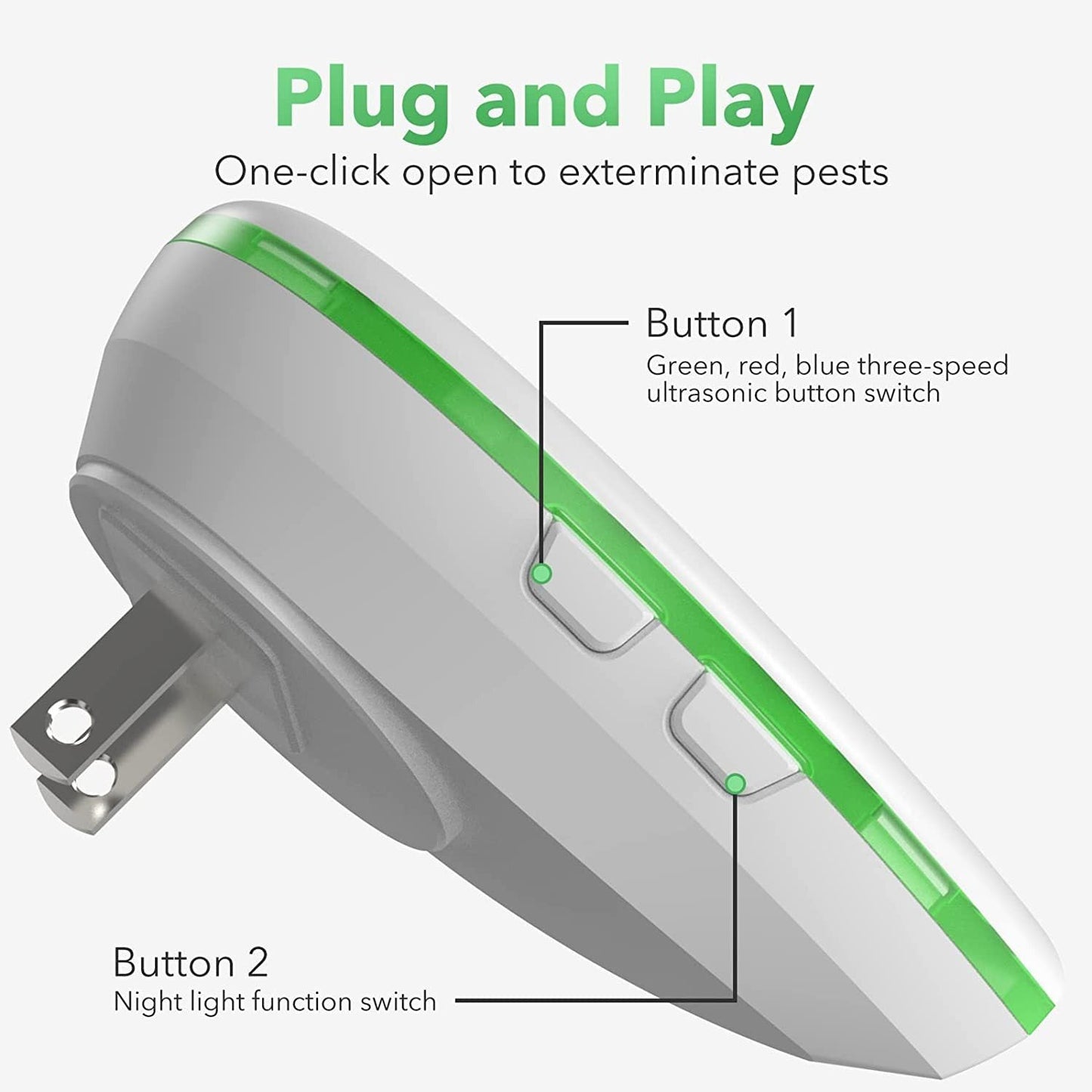 Ultrasonic Indoor Insect Repellent with LED Night Light