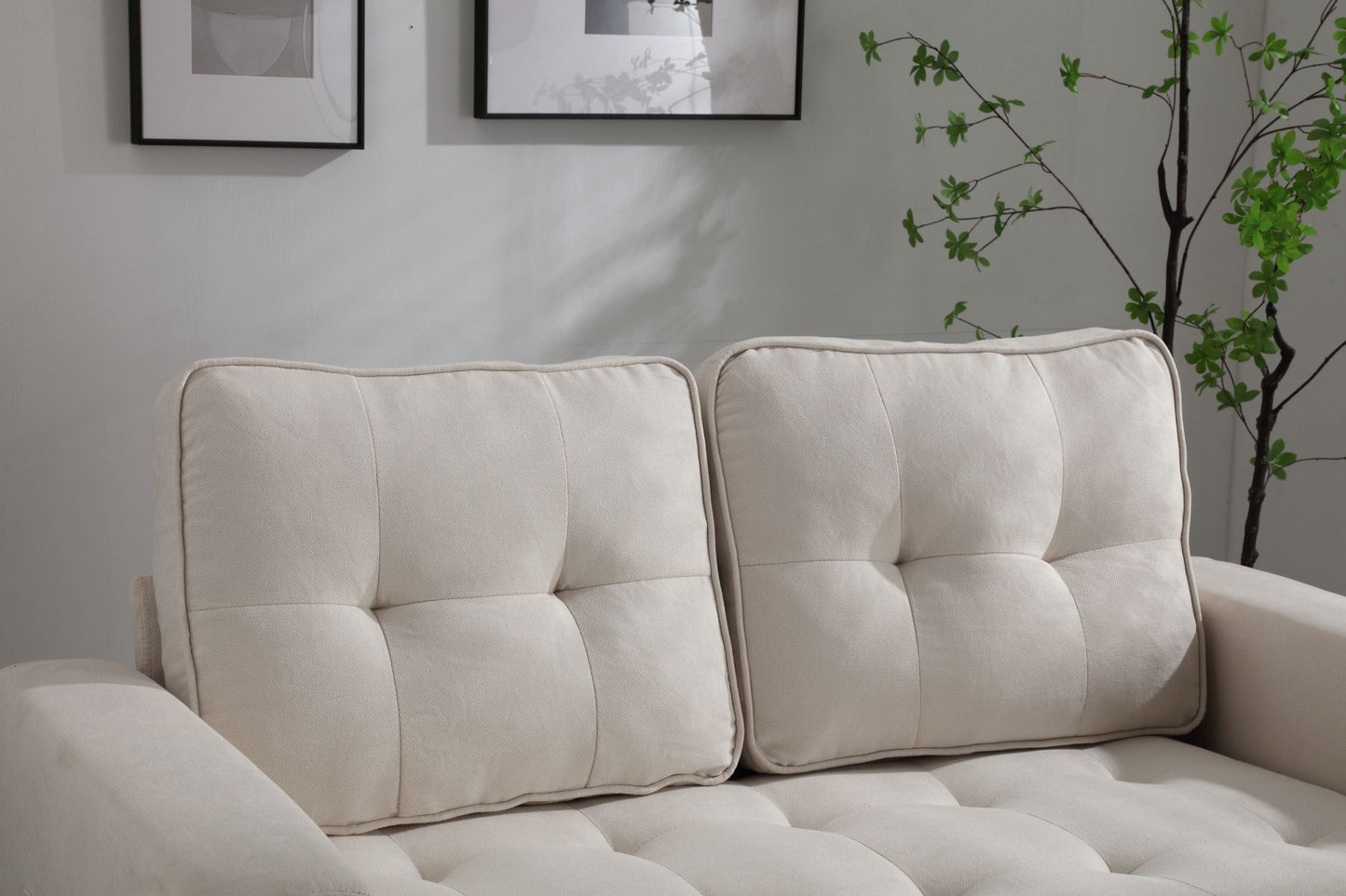 Canapé-lit futon convertible 3 plis - Gris foncé, Gris clair et Beige