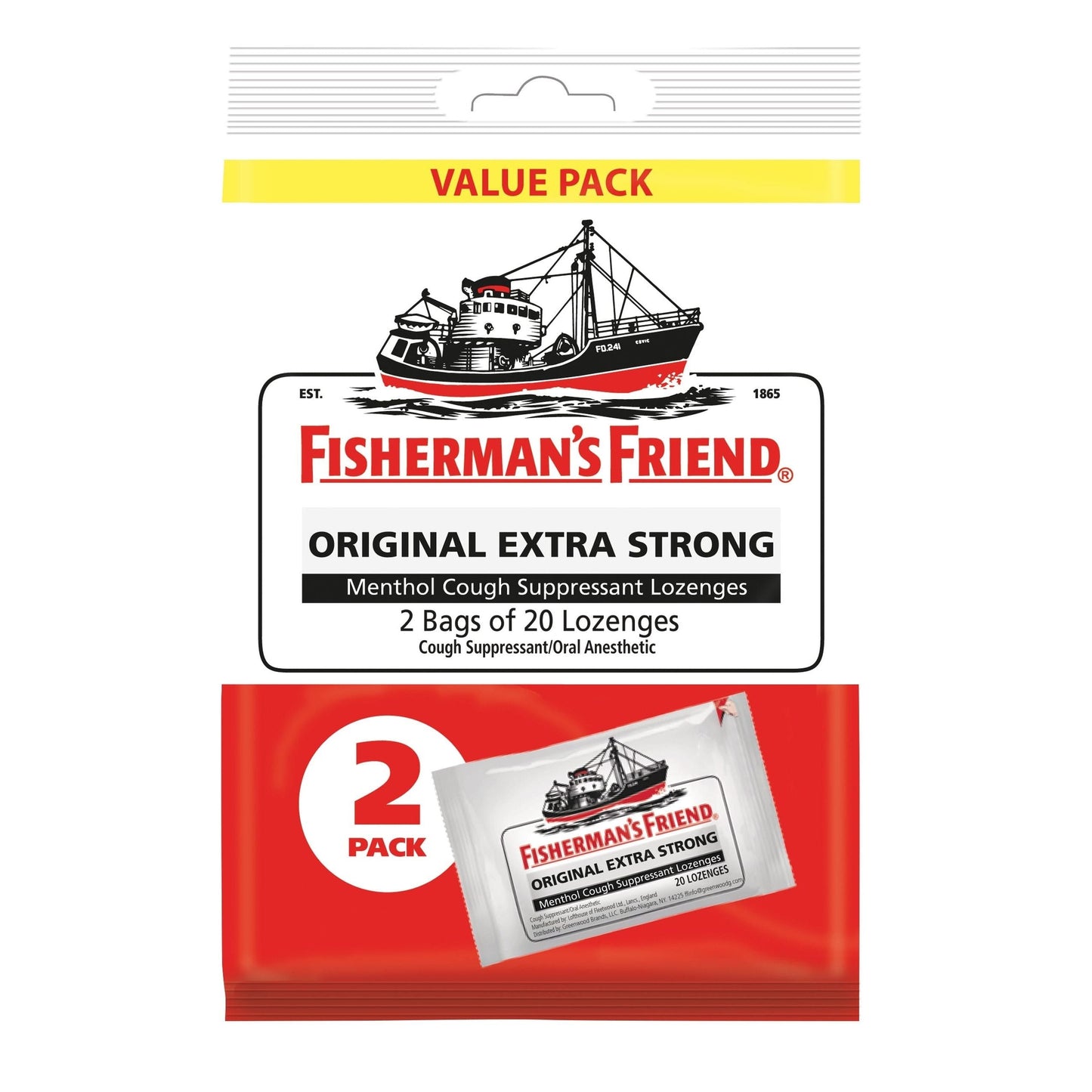 Pastilles Extra Fortes Fisherman's Friend - Saveur Originale, 2 Paquet