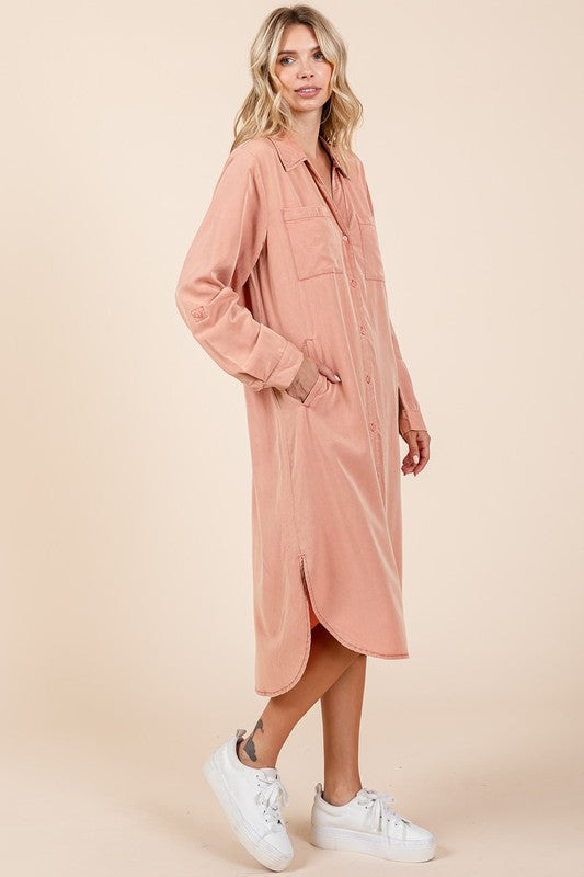 Robe Chemise à Manches Longues Boutonnée pour Femmes - Intemporelle et Polyvalente
