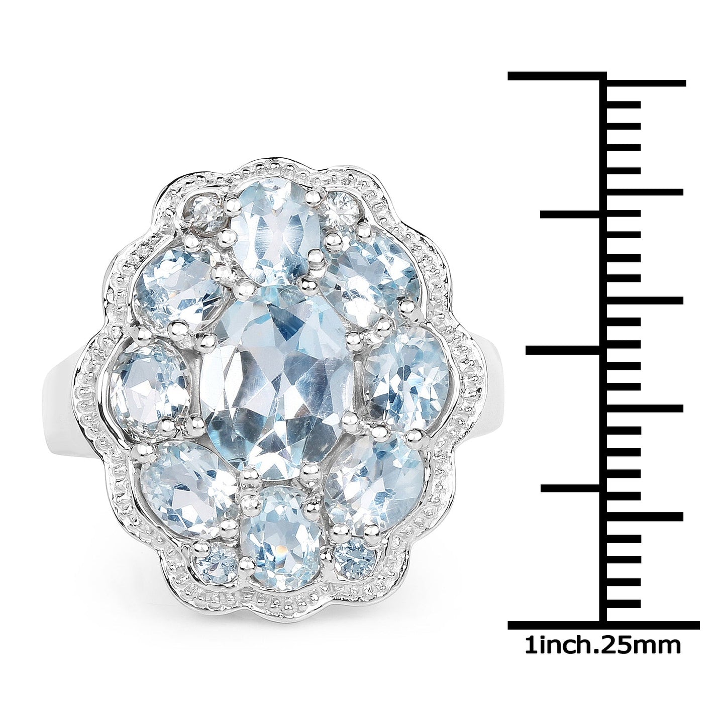 6.64 Carat Genuine Blue Topaz Sterling Silver Ring