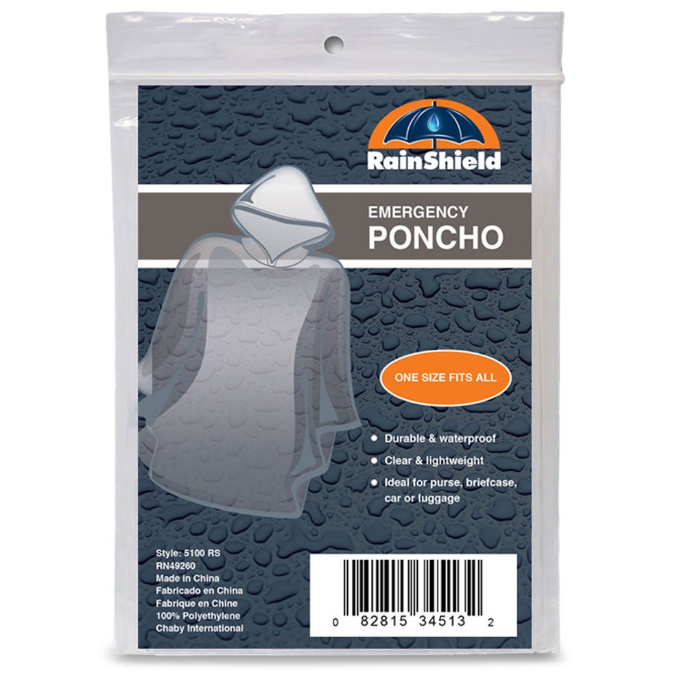 Chaby International Emergency Rain Poncho - Lightweight & Waterproof