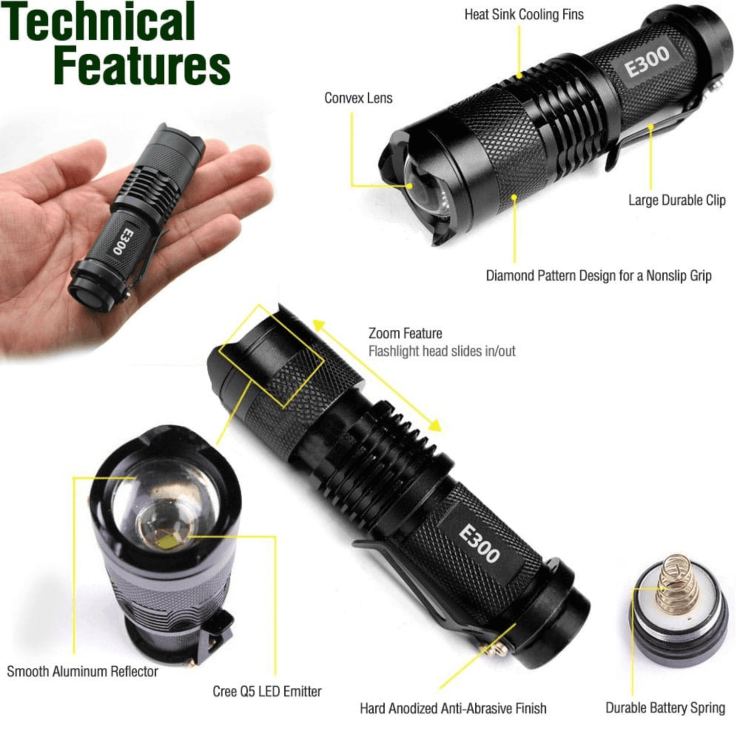 EcoGear FX E300 Lampe de Poche Tactique EDC