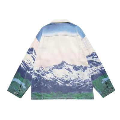 Men's Loose Casual Full Print Landscape Jacket