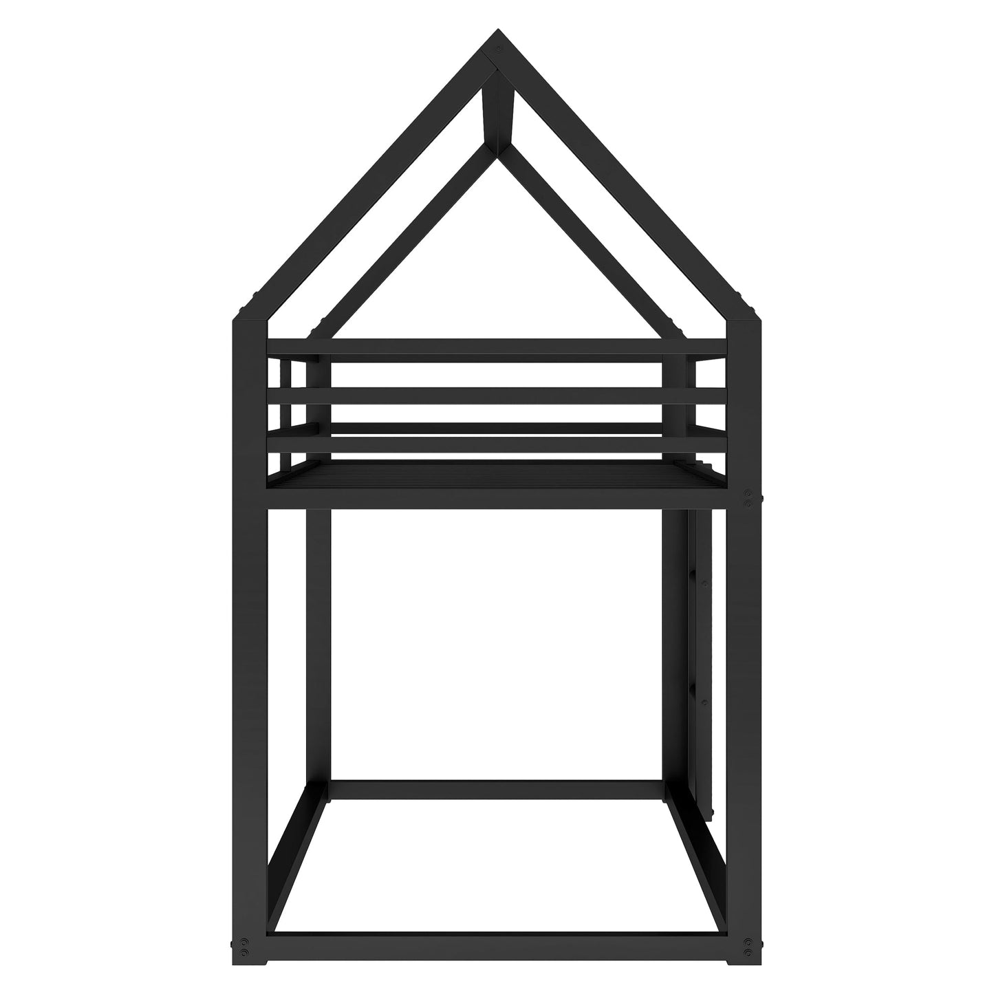 Twin over Twin House Bunk Bed with Built-in Ladder - Black