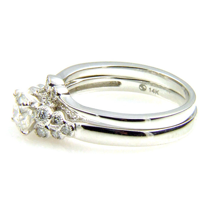 Bague de fiançailles antique de 0,90 ct en or blanc 14KT