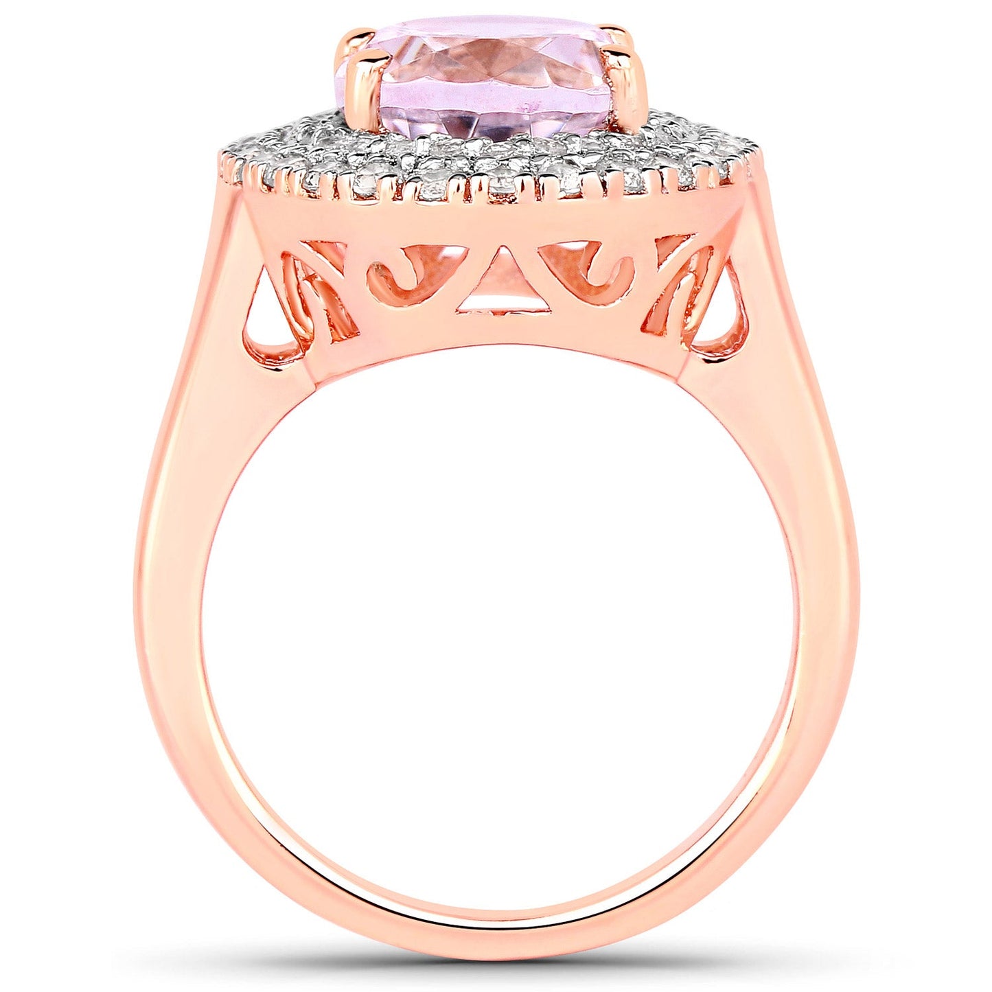 5.48 Carat Kunzite and White Topaz Sterling Silver Engagement Ring
