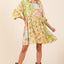 Floral Button Detail Long Sleeve Shirt Dress for Women