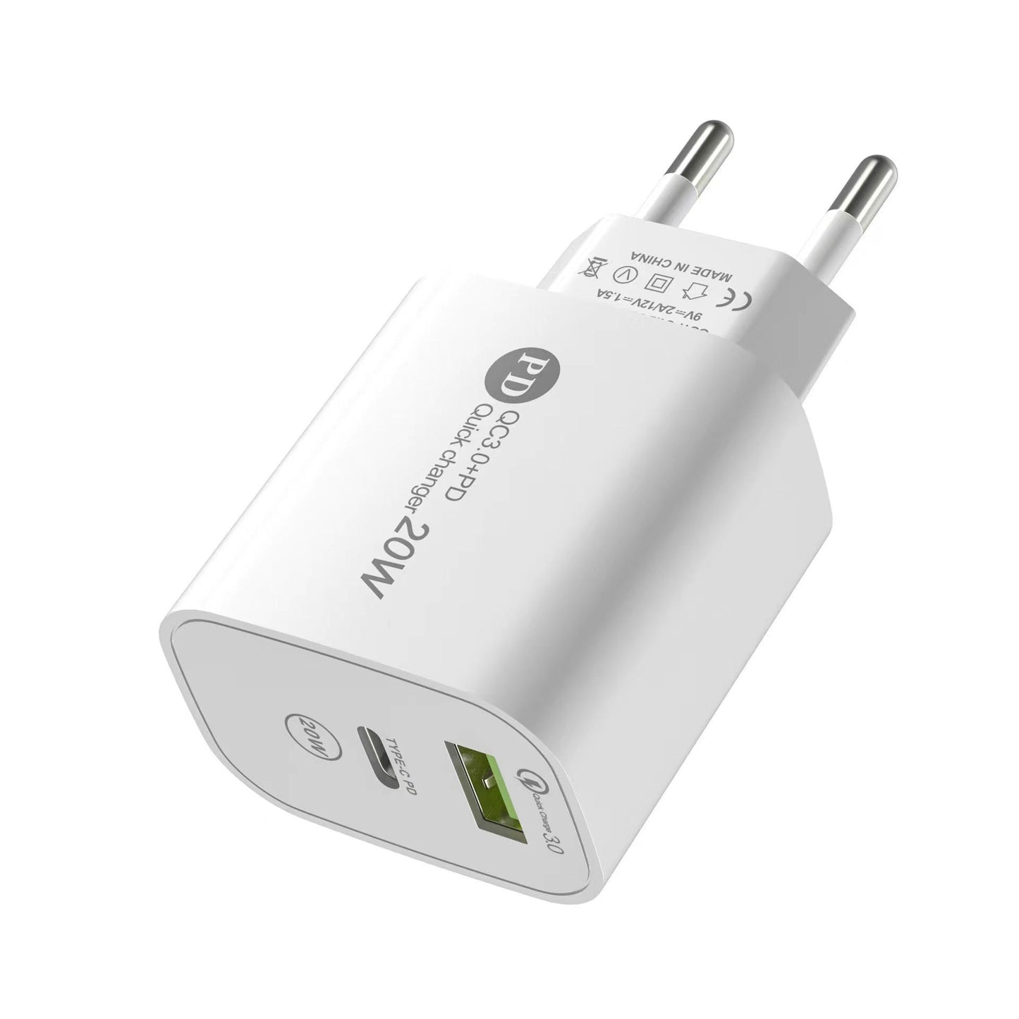 PD12W charger 5V 2.4A European, American and British standard charging head Type-C adapter PD+USB charging head - Korvel