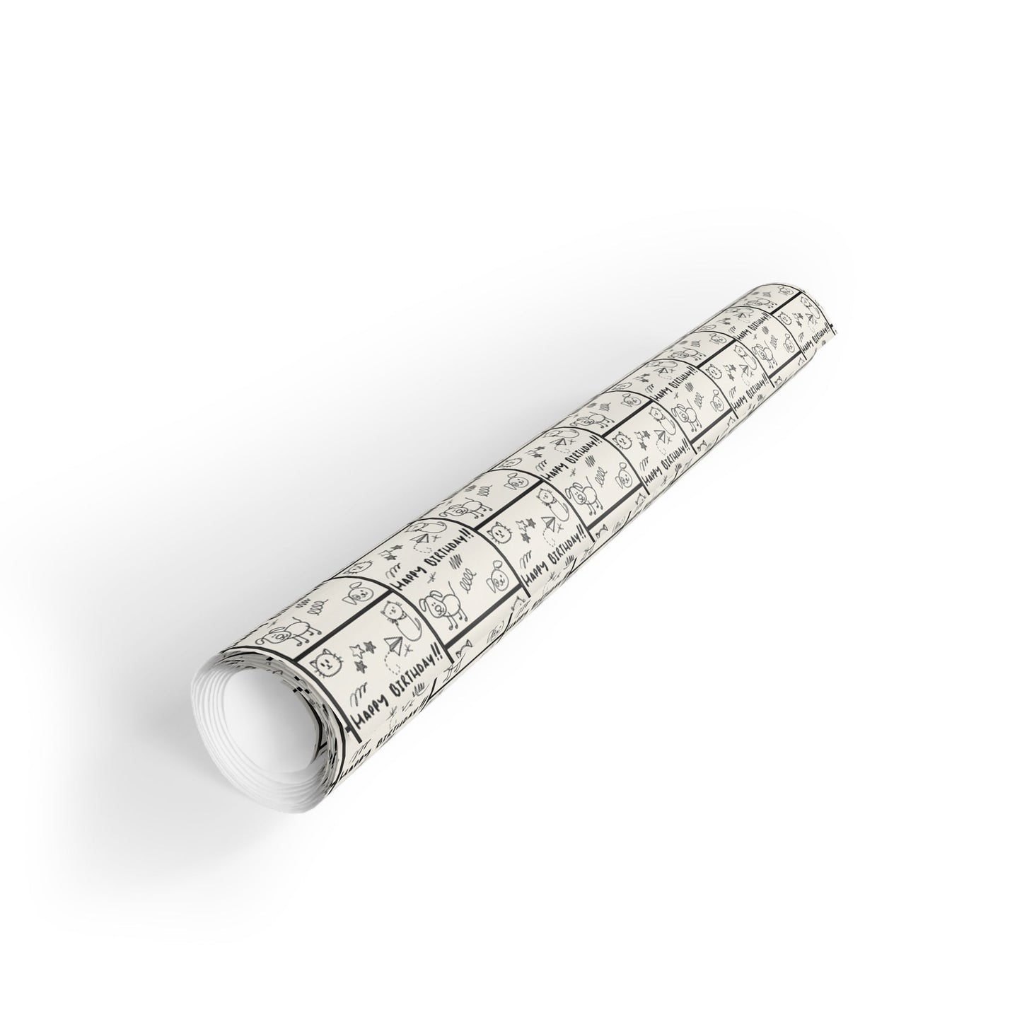 Sketched Puppies & Kitties Birthday Gift Wrap Roll