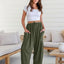 Pantalons larges en coton et lin taille haute pour femmes