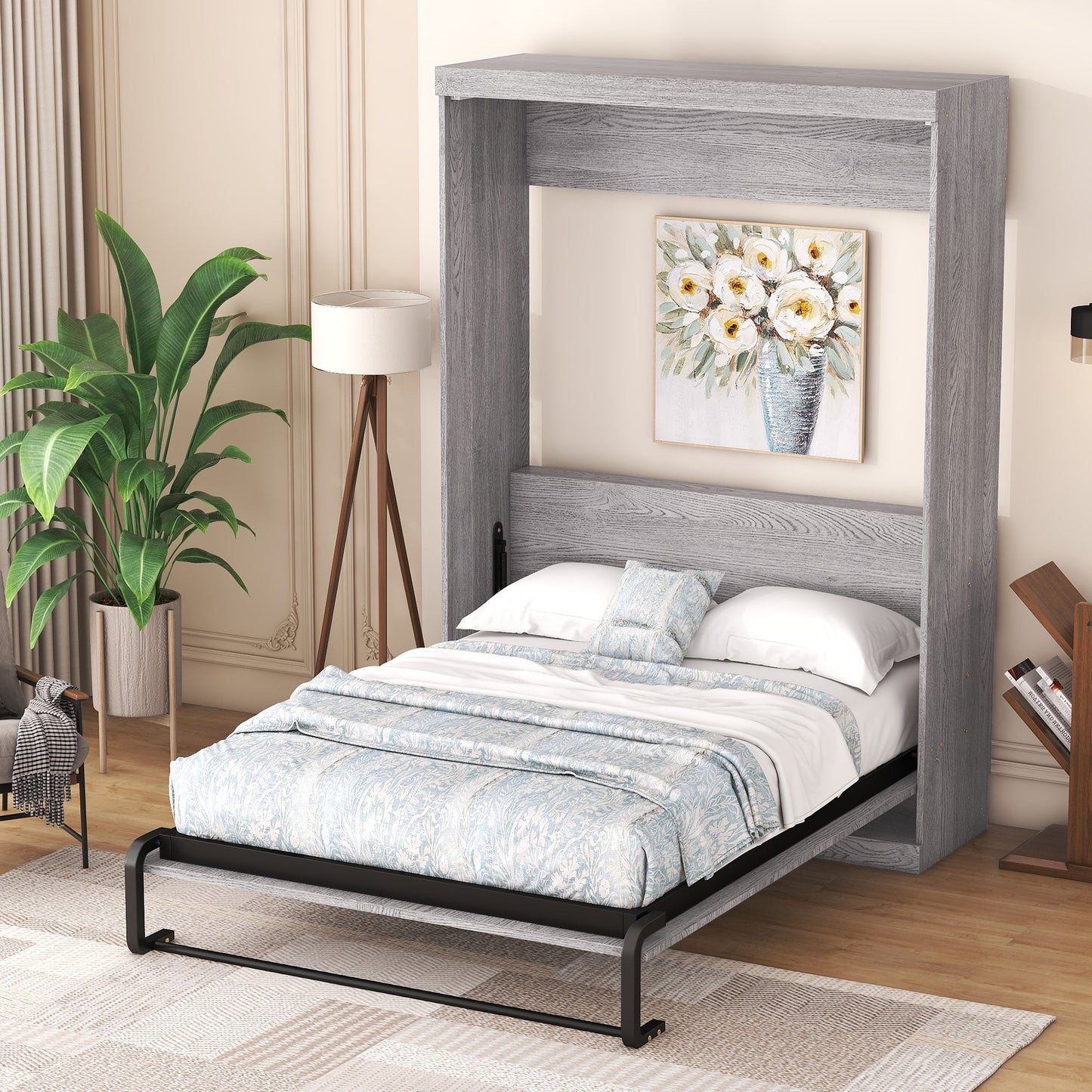 Full Size Murphy Bed, can be Folded into a Cabinet Gray - Korvel