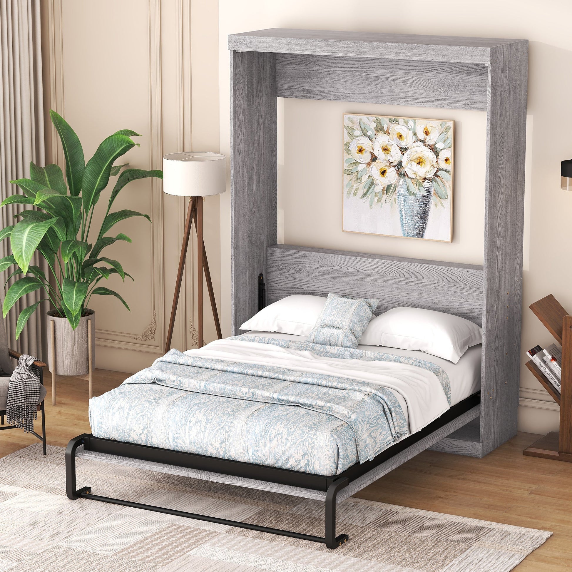 Full Size Murphy Bed, can be Folded into a Cabinet Gray - Korvel