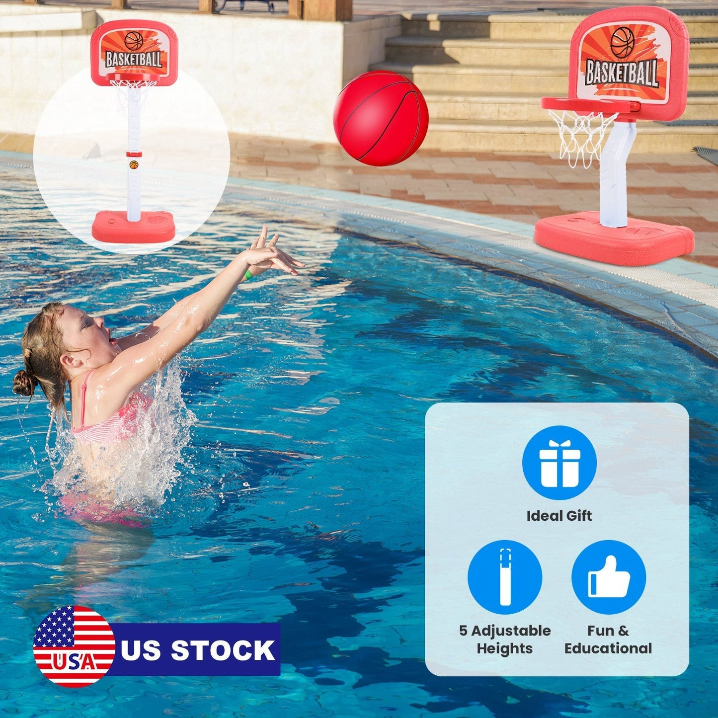 Jeu de basketball 2 en 1 pour piscine pour enfants