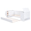 Twin Size Daybed with Storage Arms  Trundle and Charging Station White - Korvel