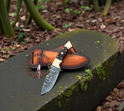 Artisan Damascus Steel Knife Sharpener with Rosewood Grip - Korvel