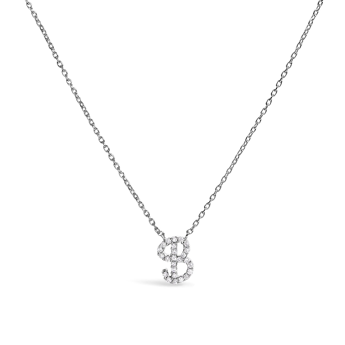 10K White Gold Diamond Accent Initial "A" Pendant Necklace