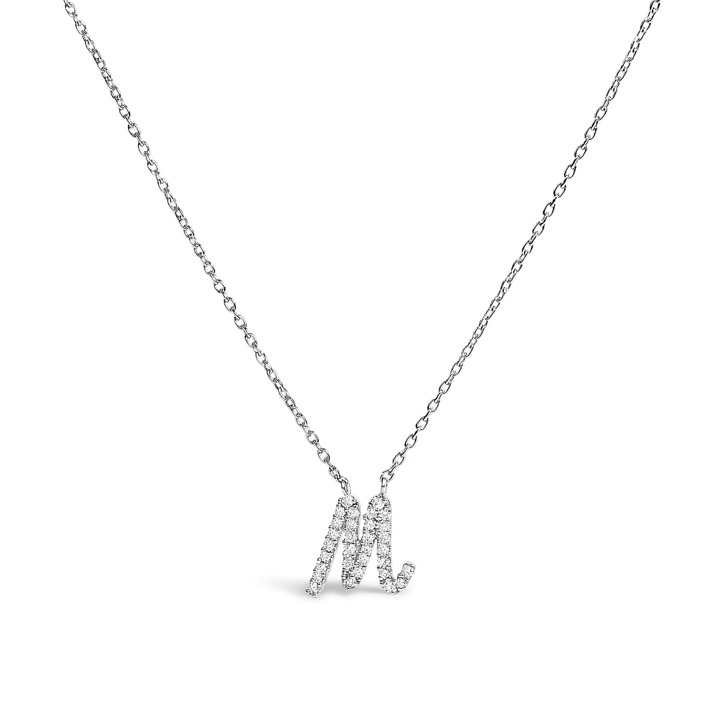 10K White Gold Diamond Accent Initial "A" Pendant Necklace
