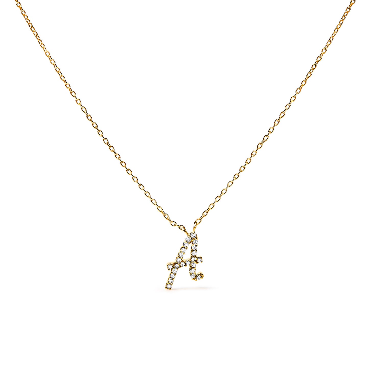 10K White Gold Diamond Accent Initial "A" Pendant Necklace