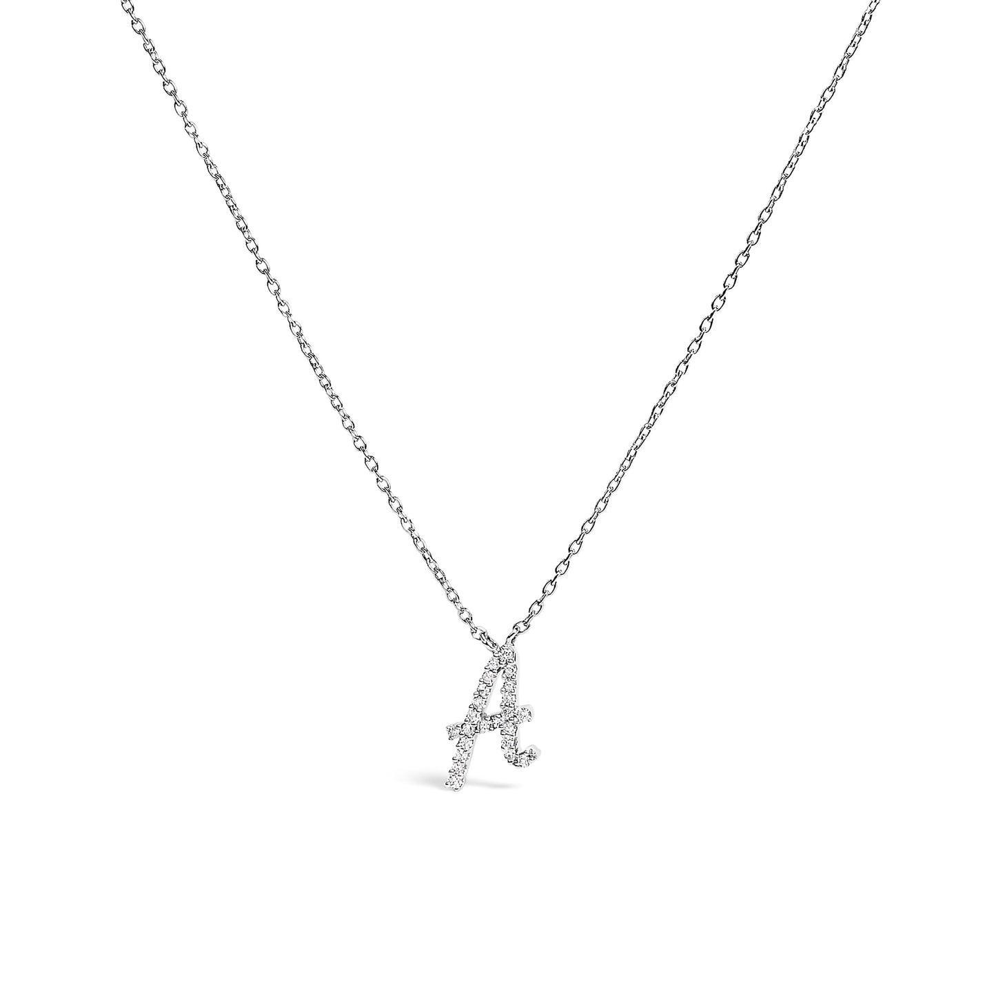 10K White Gold Diamond Accent Initial "A" Pendant Necklace