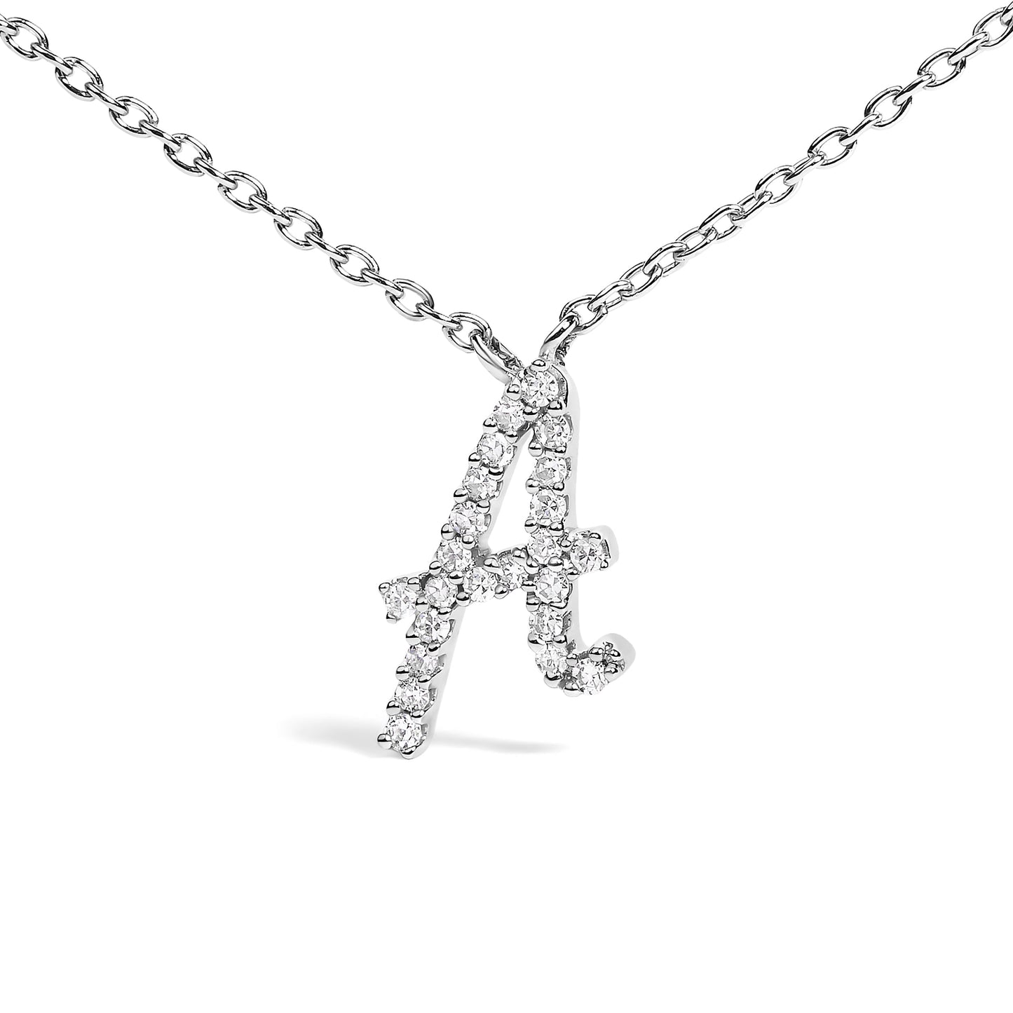 10K White Gold Diamond Accent Initial "A" Pendant Necklace