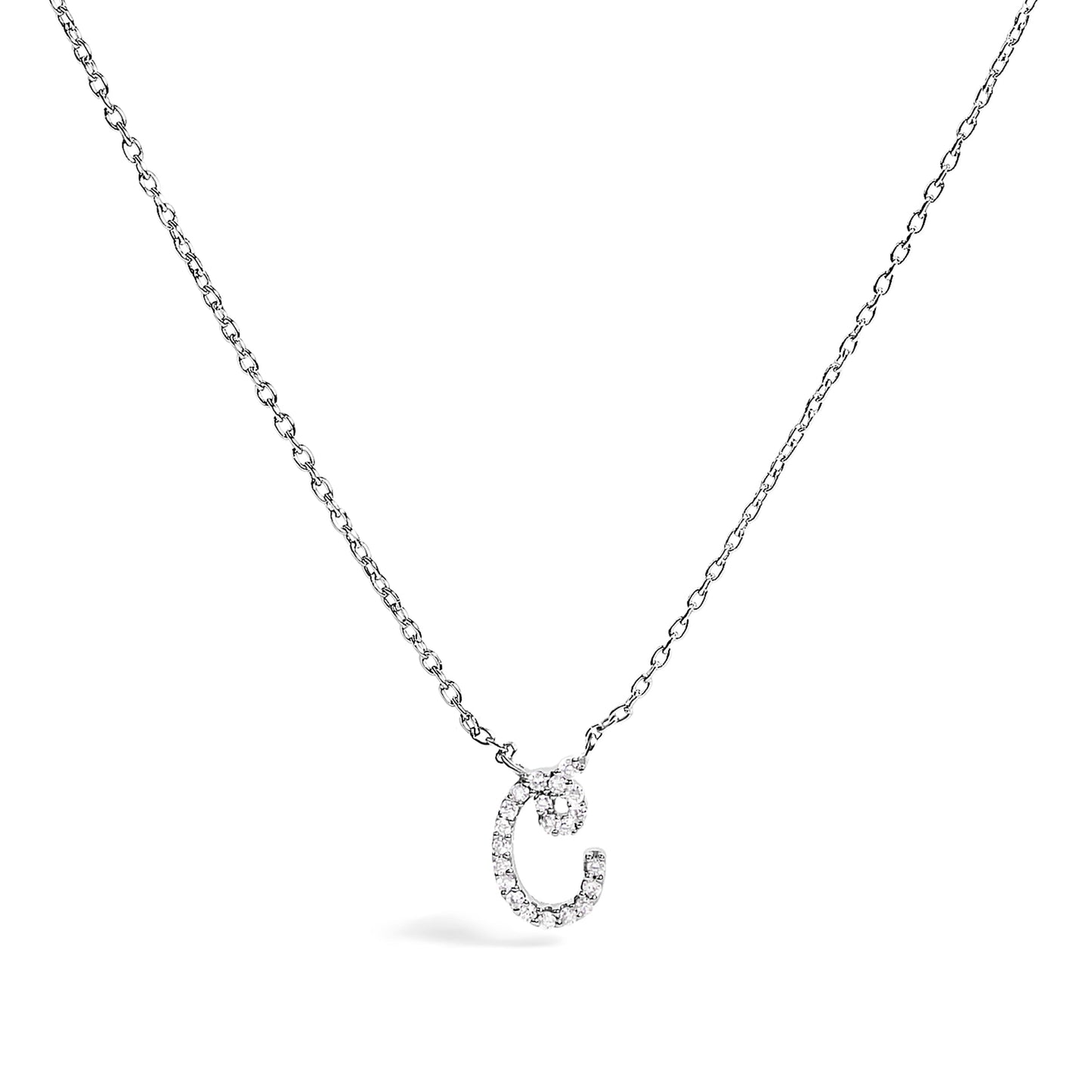 10K White Gold Diamond Accent Initial "A" Pendant Necklace
