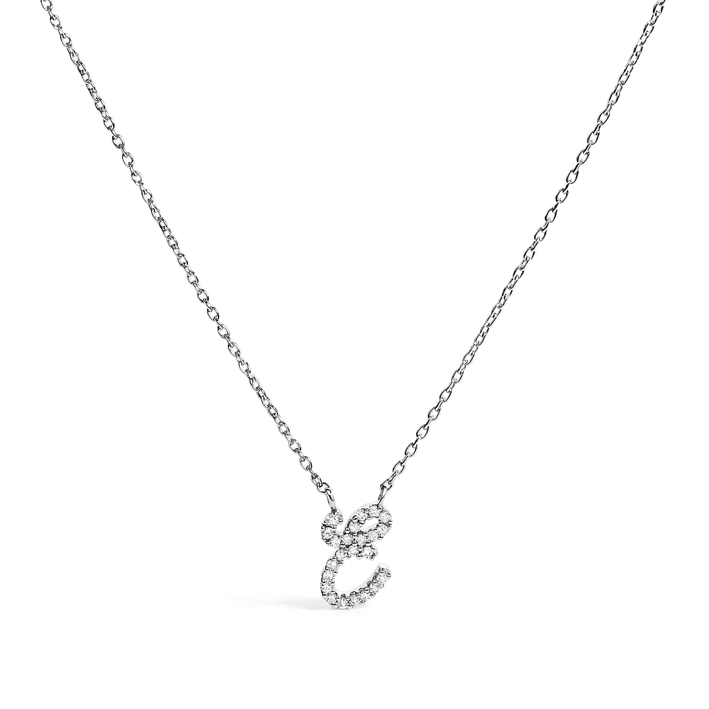 10K White Gold Diamond Accent Initial "A" Pendant Necklace