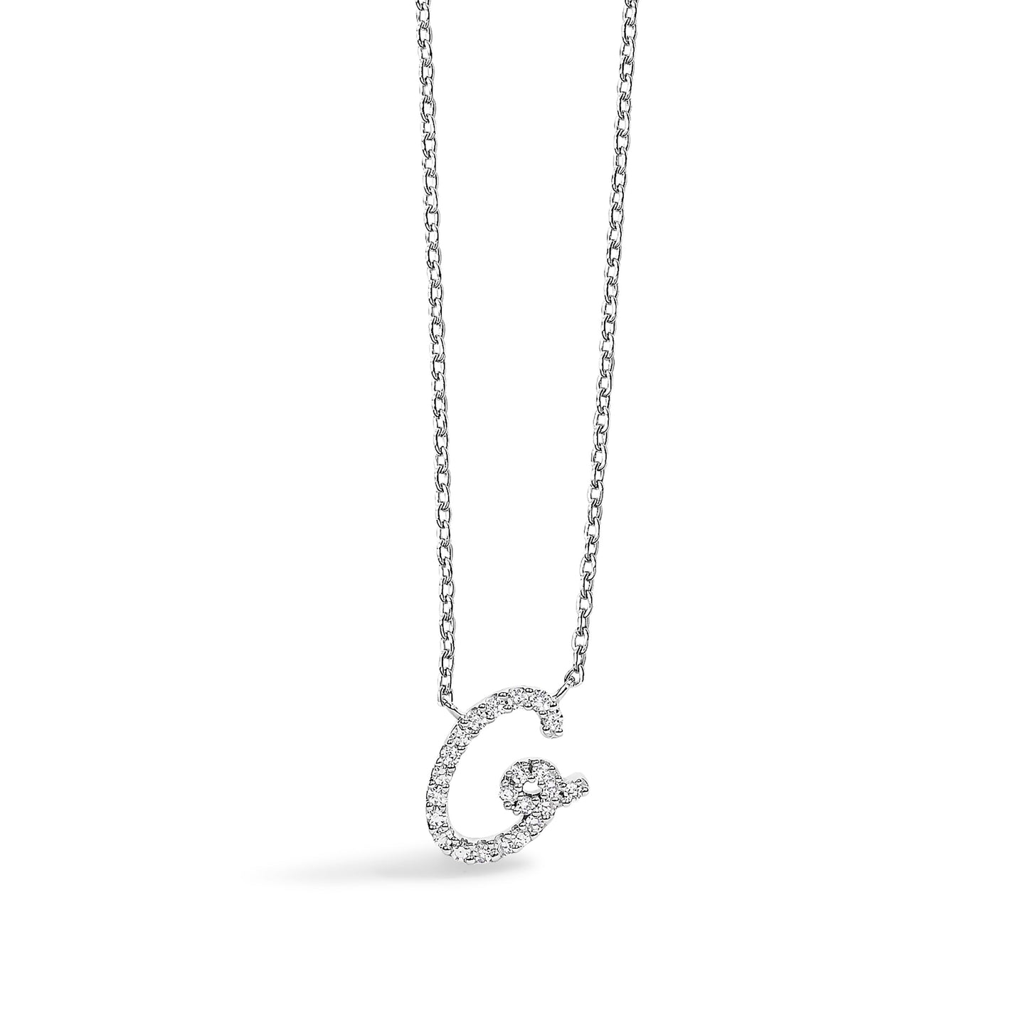 10K White Gold Diamond Accent Initial "A" Pendant Necklace