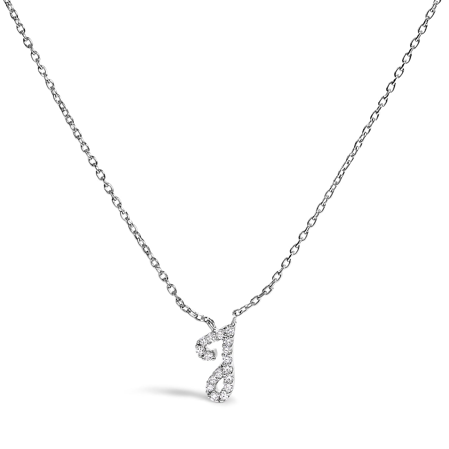 10K White Gold Diamond Accent Initial "A" Pendant Necklace