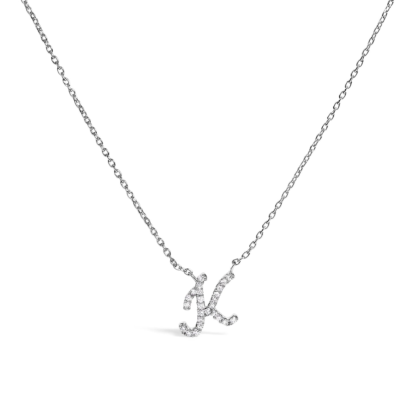 10K White Gold Diamond Accent Initial "A" Pendant Necklace