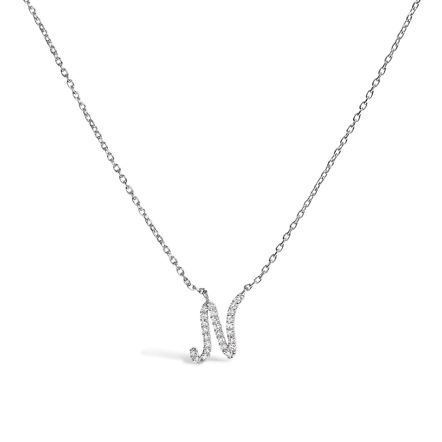 10K White Gold Diamond Accent Initial "A" Pendant Necklace