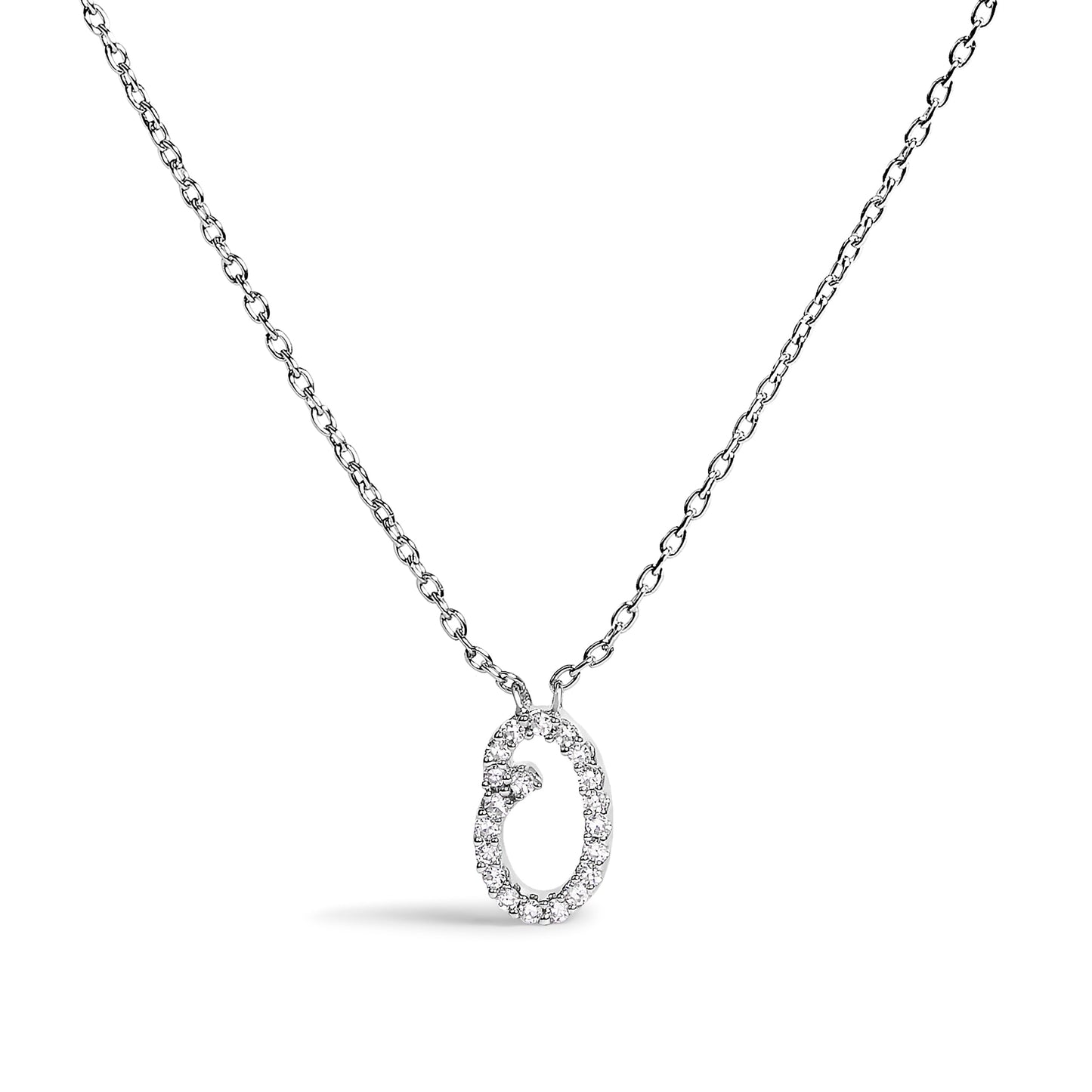 10K White Gold Diamond Accent Initial "A" Pendant Necklace