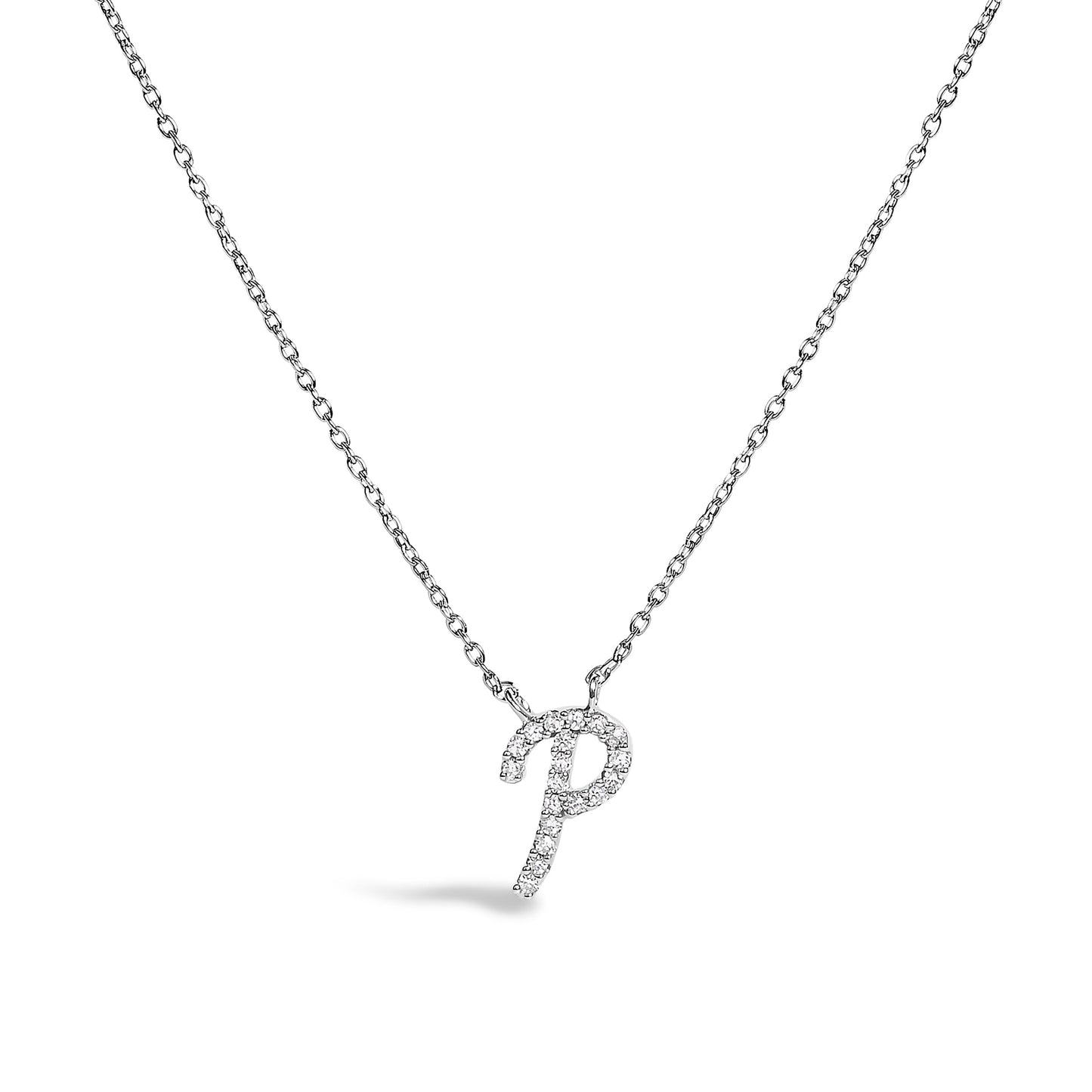 10K White Gold Diamond Accent Initial "A" Pendant Necklace