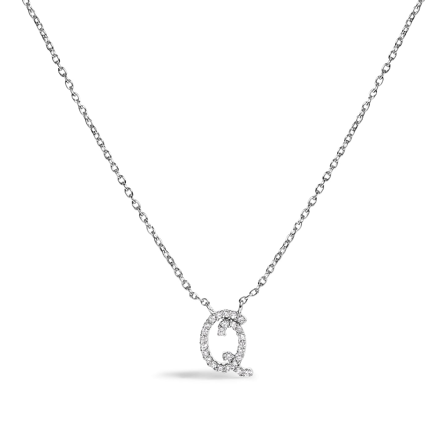 10K White Gold Diamond Accent Initial "A" Pendant Necklace