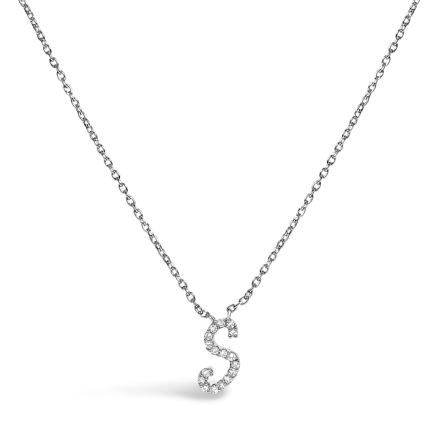 10K White Gold Diamond Accent Initial "A" Pendant Necklace