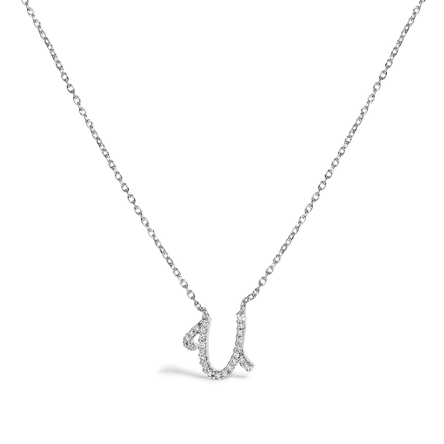 10K White Gold Diamond Accent Initial "A" Pendant Necklace