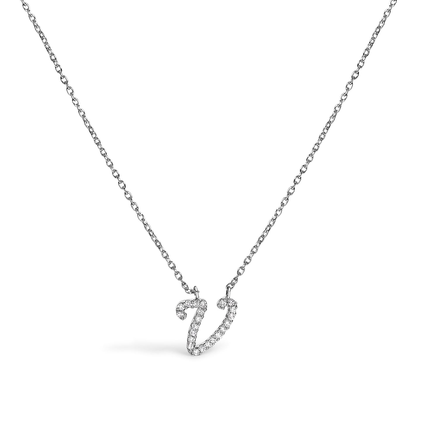 10K White Gold Diamond Accent Initial "A" Pendant Necklace