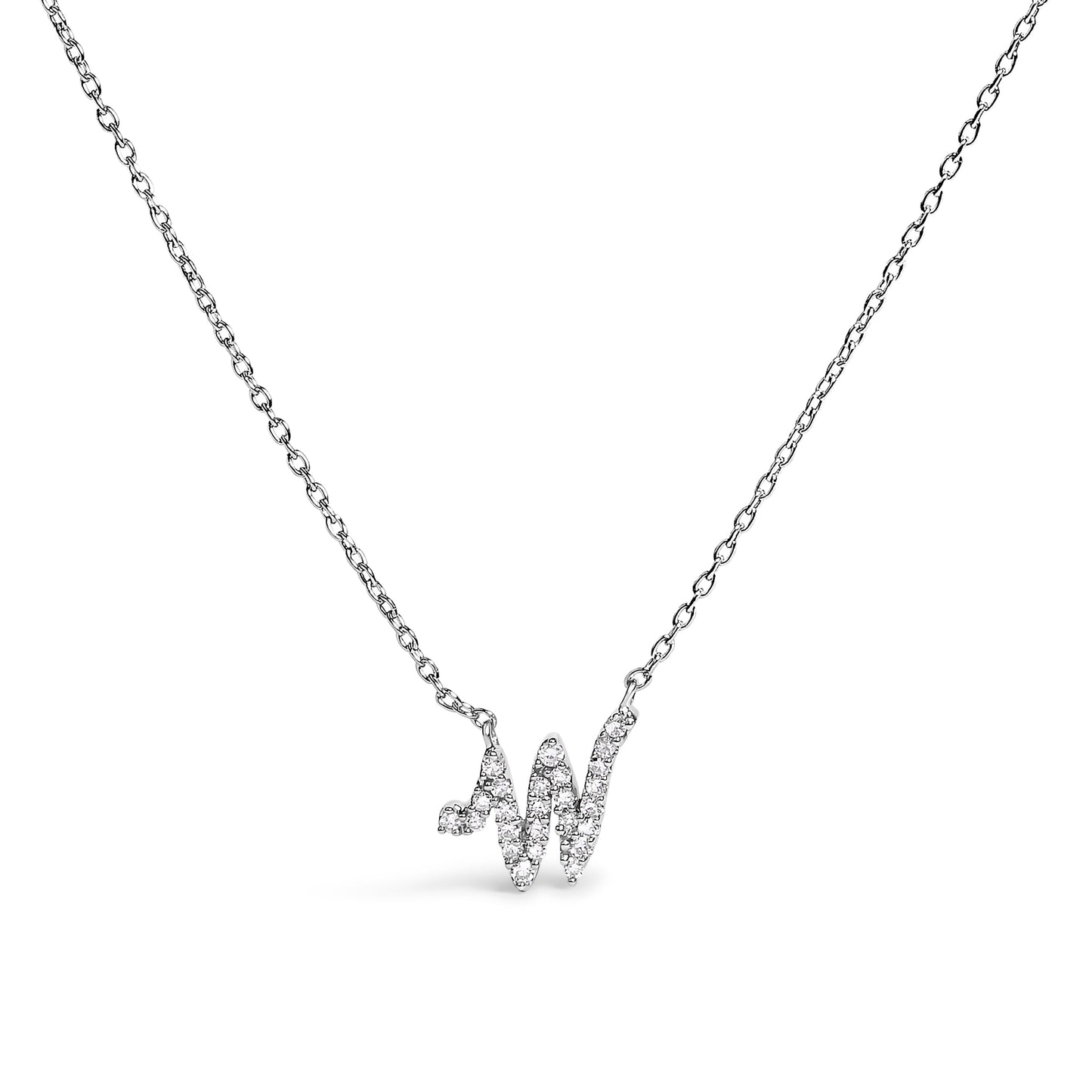 10K White Gold Diamond Accent Initial "A" Pendant Necklace